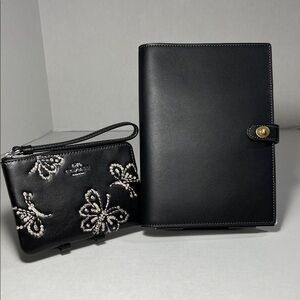 Coach Notebook with Wristlet With Sparkly Butterfly Print